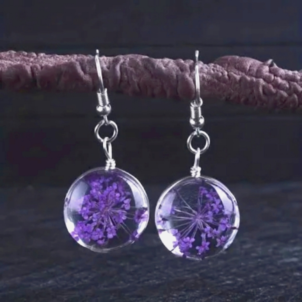 FWB💫 Purple Acrylic Ball Drop Earrings